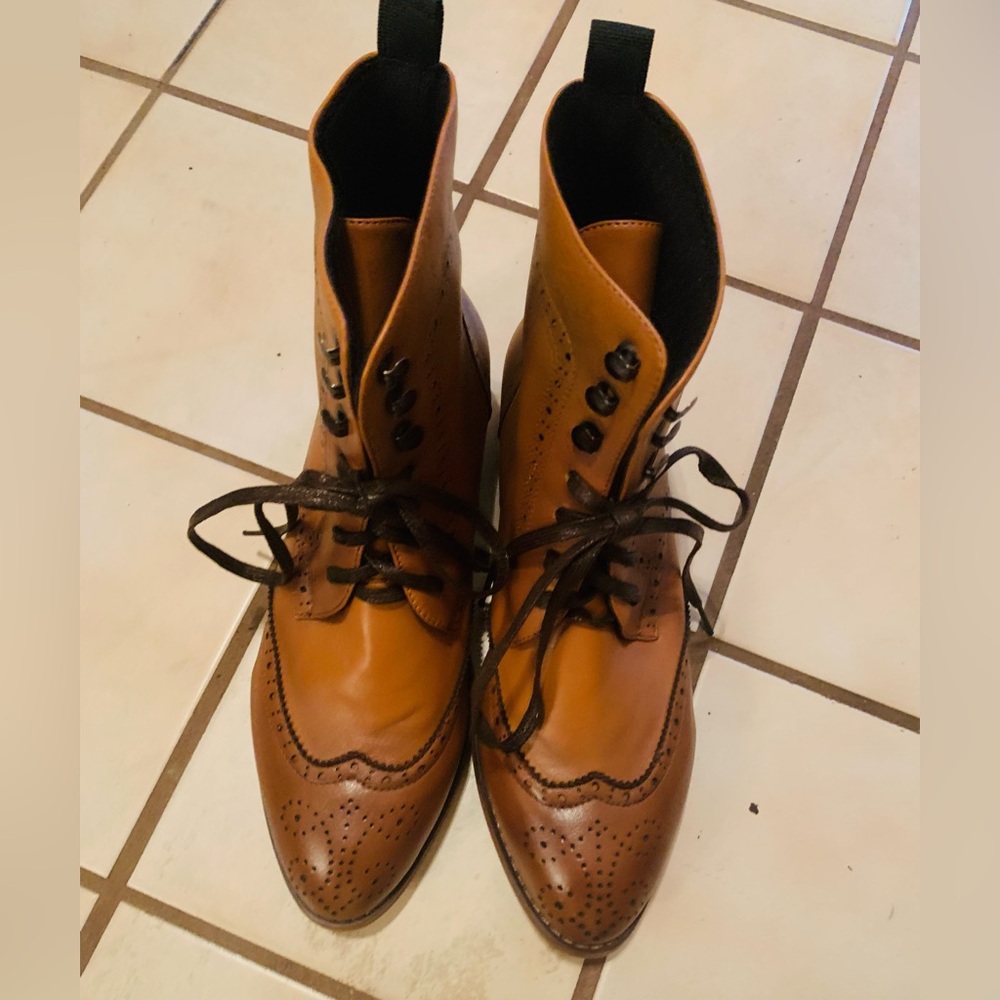 Men Full brogue Seven-eyelet Wingtip Combat Boots